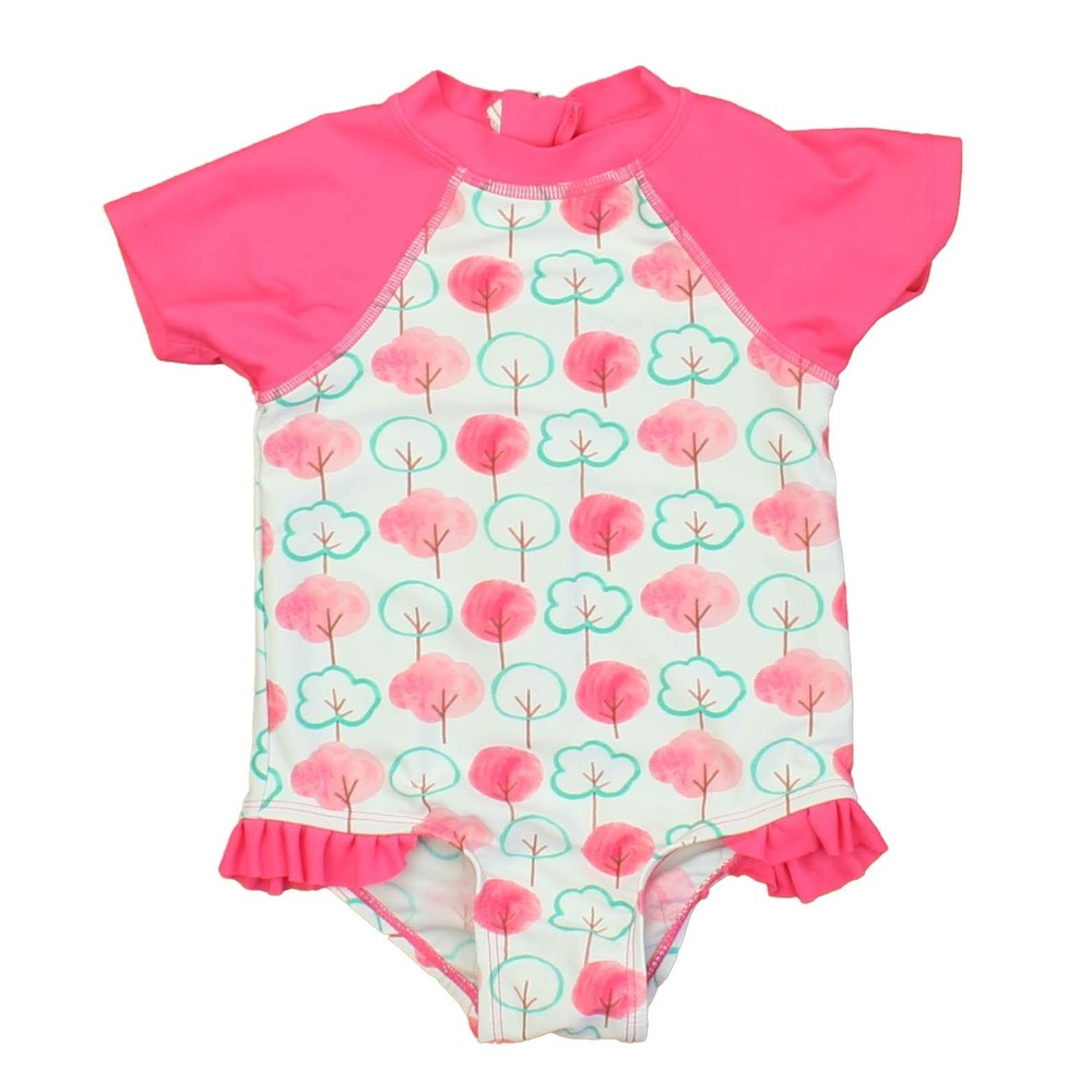 Floatimini Girls Pink | White | Green 1-piece Swimsuit size: 18 Months